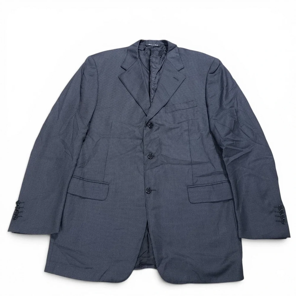 Canali Mens Blazer Sport Coat 54L US 44L Black Birdseye Super 120s Wool Italy